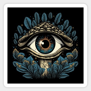 Psychedelic Mushroom with Big Eye Surreal Trippy Nature Magnet